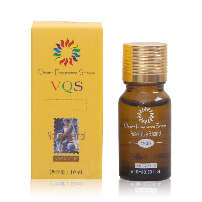 Yellow box and brown bottle of VQS natural essential oil for scars of acne treatment 10ml