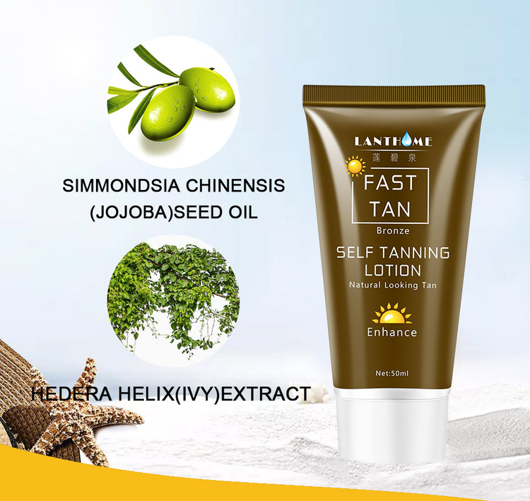Lanthome Fast Tan Bronze Self Tanning Lotion with jojoba seed oil and ivy extract natural looking tan